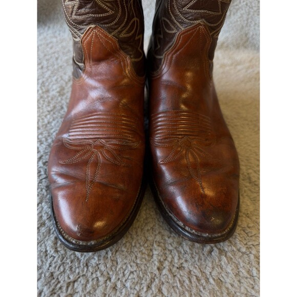 Vintage Nocona Men\'s 9.5D Tan Leather Western Cowboy Boots Soft Leather Nocona Vintage Western Cowboy Brown Leather Boots Mens US  main image 4